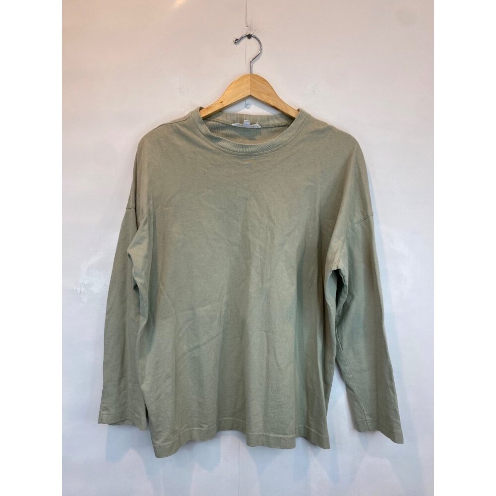 The Foxy Kind Women's Sage Green Long Sleeve Cotton T Shirt Size XS Oversized